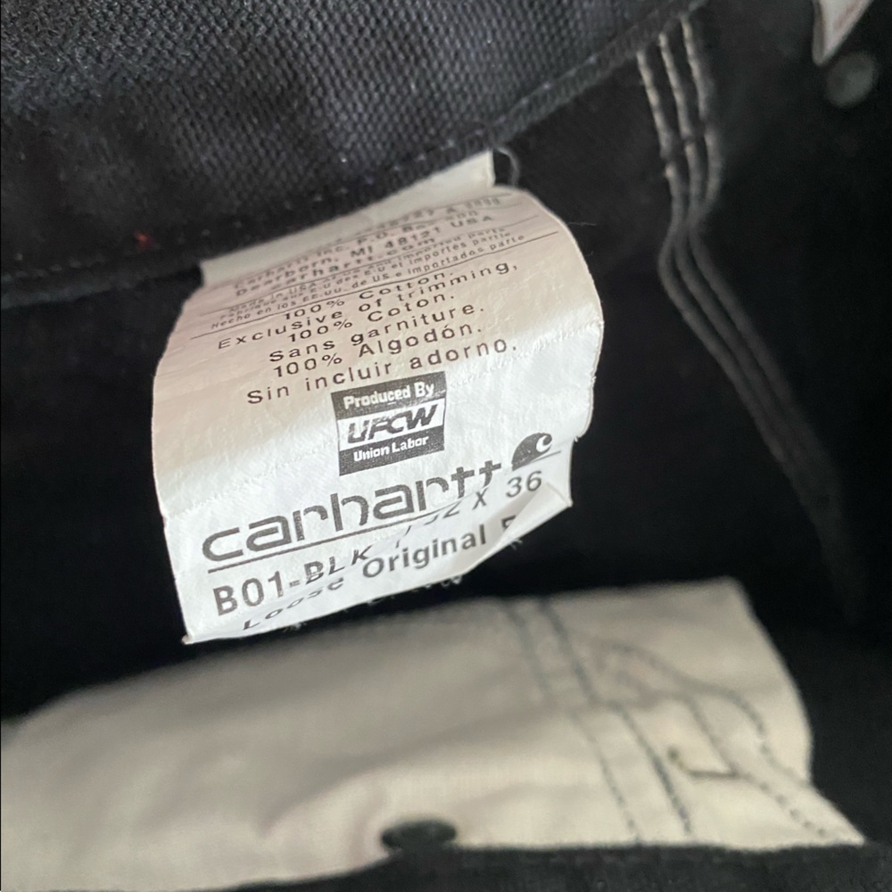Carhartt Double Knee Dungaree Carpenter Work Pants Sz 32x36 Black B01 - Picture 9 of 9